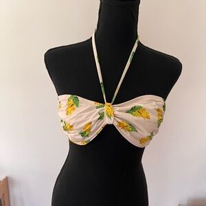 J. CREW White Bikini Top w Bananas - M